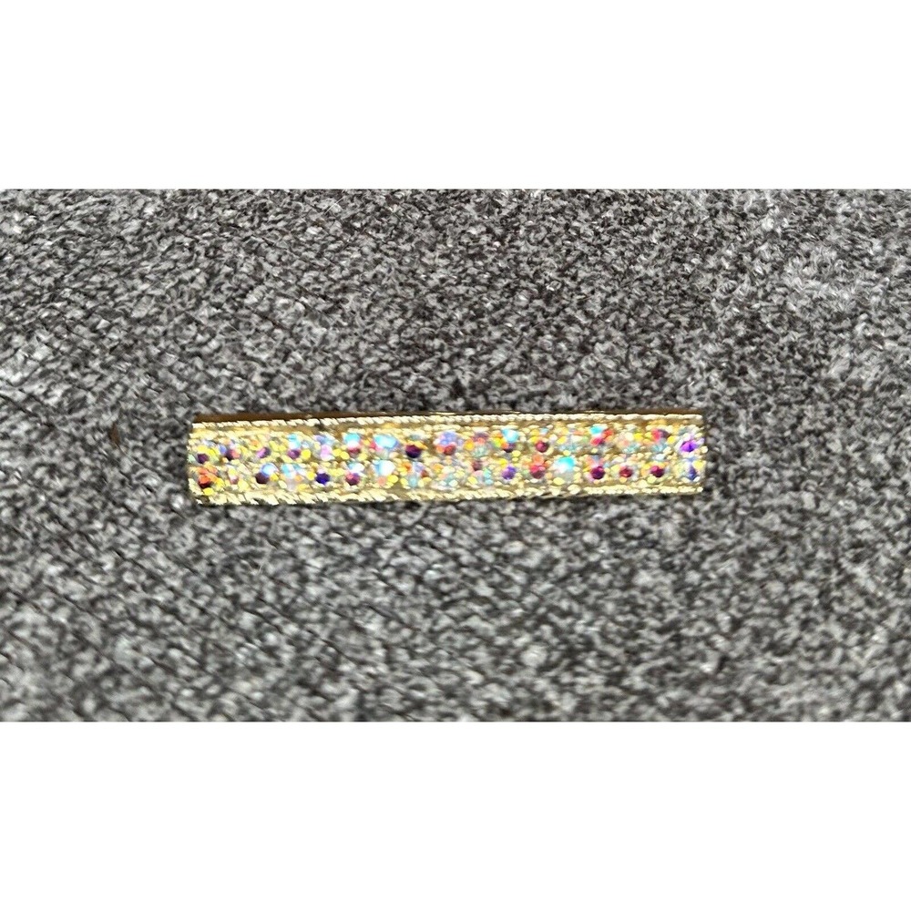 Vintage Iridescent Rhinestone Bar Pin Goldtone Brooch Costume Jewelry 2.5"